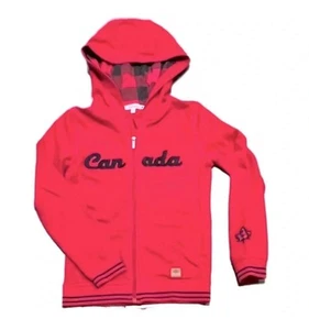 CANADIANA - Kids Unisex Track Hoodie.SIZE MEDIUM (10-12) Rich Red Cozy RibKnit - Picture 1 of 3