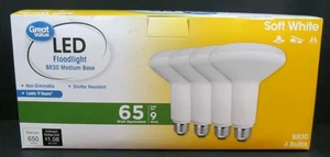 Great Value LED Light 4 Bulb 9W 65W Equivalent BR30 Floodlight Lamp SoftWhite - Picture 1 of 6