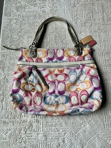 Coach Poppy Dream C Glam Tote 19023 Multicolor Signature C Shoulder Purse Tote - Picture 1 of 8
