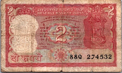 India 2 Rupias 1962-1970 FINE Pick-51B Foto 1 de 3