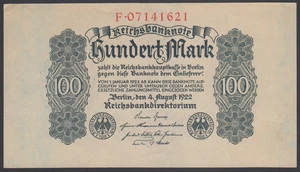 Germany 100 Mark 1922 XF+ P. 75, Banknote, Circulated - Picture 1 of 2