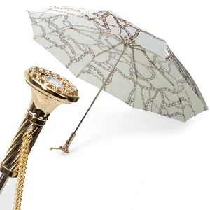 NEW Pasotti Umbrella Folding Chains White & Gold - Picture 1 of 8