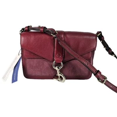 REBECCA MINKOFF Hudson Moto Mini Burgundy PORT Crossbody Bag slim  - Image 1 of 4