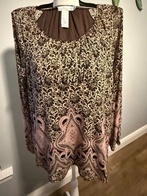 Túnica acanalada para mujer Liz Wear marrón/beige con forro XL usada Foto 1 de 4