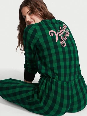 VICTORIA'S SECRET MONO PIJAMA TÉRMICO DE UNA PIEZA VERDE/NEGRO A CUADROS PEQUEÑO Foto 1 de 3
