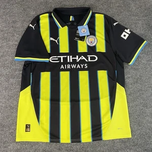 Puma Phil Foden Manchester City 2024 25 Away Mens XL Yellow Navy Jersey New - Picture 1 of 13