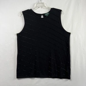 LRL Ralph Lauren Tank Top Gr. 2X Pullover Wolle Kaschmir Mischung Perlen Schwarz - Bild 1 von 10