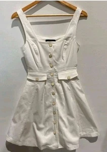 Portmans White Denim Button Front Dress Size 8 VGC - Picture 1 of 7