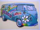 BLUE LOVE AND PEACE DESIGN VW CAMPER VAN WALL HANGING KEY RACK. NEW. KEYRACK.
