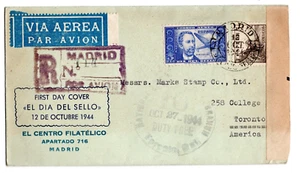 Briefmarken Spanien, FDC Luftpost Einschreiben und Zensur 1944 - Bild 1 von 2
