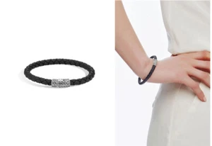 BRAZALETE DE CUERO TEJIDO CADENA CLÁSICA JOHN HARDY NUEVO CON ETIQUETAS TALLA XS APROX 6”L - Imagen 1 de 5
