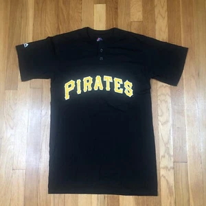 New Majestic Pirates Shirt Mens Small Pittsburgh MLB Baseball Black Sports Top - Picture 1 of 6