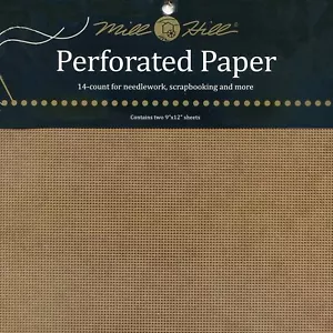 Mill Hill PERFORATED Needlework PAPER For X Stitch 14ct 2pc 9x12 Antique Brown - Picture 1 of 1