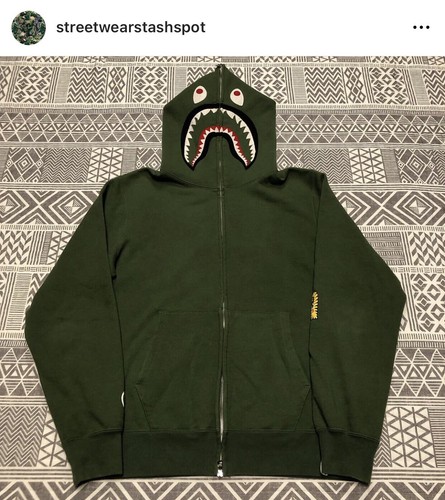 A BATHING APE (BAPE) Felpa con cappuccio e zip intera A Bathing Ape Bape PONR Shark taglia extra large