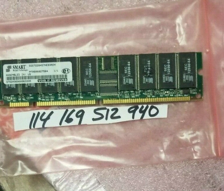 1GB PC SDRAM PC133 133MHZ 168PIN  ECC REGISTERED RDIMM  64X4  SG57228457HE83RDH - Image 1 of 1