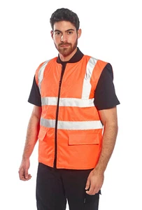 Portwest US469 Hi Vis Reflective Reversible Lined Bodywarmer Safety Vest ANSI - Picture 1 of 22
