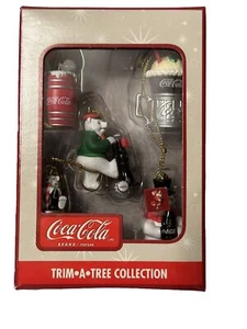 Box of 5 Miniature Christmas Ornaments Coca-Cola Trim A Tree Collection - Picture 1 of 9
