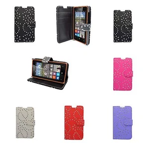 CASE FOR MICROSOFT LUMIA 435 VARIOUS COLOURS GLITTER DESIGN WALLET COVER - Picture 1 of 16
