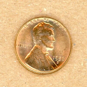1956-D U.S. Lincoln UNC Wheat Cent - Picture 1 of 2