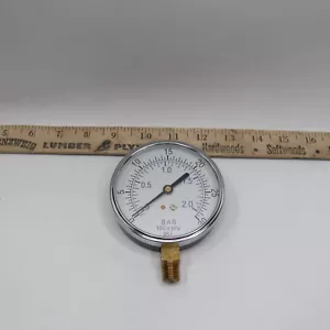 Utility Pressure Gauge Stainless Steel Case 0-30 PSI 3-1/2" X 1/2" - Picture 1 of 4