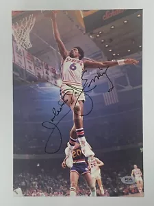 JULIUS ERVING HOF SIGNED BOOK PHOTO 8.5x12 DR. J NBA CHAMP 76ERS PSA DNA - Picture 1 of 3