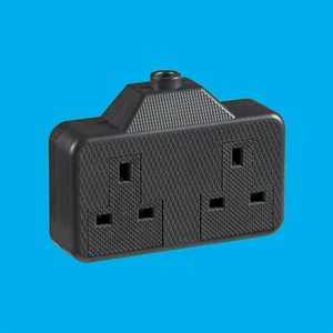 2x 2 Gang Heavy Duty Durable Black Mains Plug Extension Socket 13A 3 Core - Picture 1 of 2