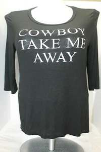 BLVD “Cowboy Take Me Away” Black Graphic Tee Size M Womens - Picture 1 of 5