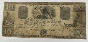 1854 $10 The Mechanics Bank - Augusta, Georgia obsoleto ** F/VF - Imagen 1 de 4