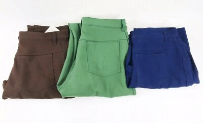 3 Vintage 70's Pants Women's 20 High Waisted 34 x 28 Polyester Brown Green Blue - Image 1 of 4