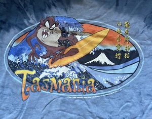 Vintage Taz Tasmania Devil Tie Dye Blue T-Shirt Sz XL Surfing Taz - Picture 1 of 9