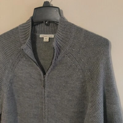 Cárdigan Suéter Coldwater Creek Talla L (14-16) Lana Belnd Tejido Cremallera Plumero Gris Foto 1 de 4