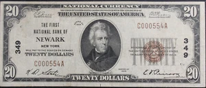 1929 VF25 Fr. 1802-D Newark, New York National Note 20$ , PMG, SN C000554A - Picture 1 of 4