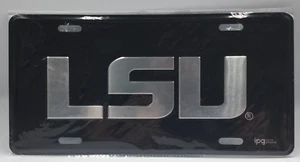 Placa de matrícula de metal IPG Team Sports LSU Tigers, negra/cromo - Imagen 1 de 1