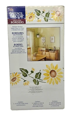 Vintage Plaid Stencil Wall Border Decor 18” Mylar Sheets Sunflowers #26649 - Image 1 of 3