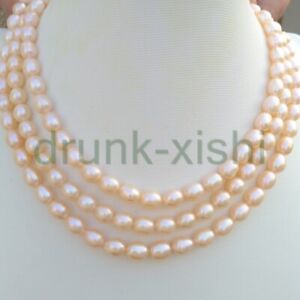 50" pearl necklace vintage Gold Pink AAA South Sea Pearl Necklace 14k Gold P