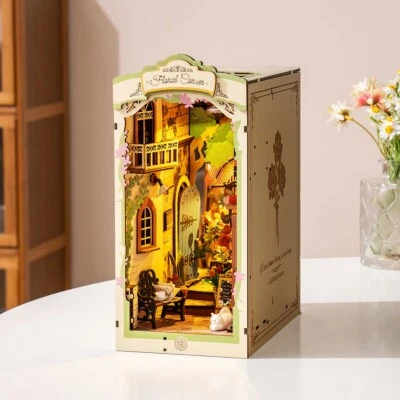 Rolife DIY Romantic Floral Corner Book Nook Kit Wooden Bookshelf Insert Decor - image 1 of 4