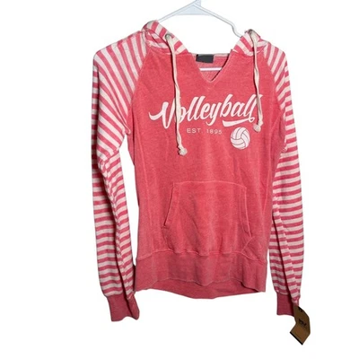Moletom MV Sport feminino pequeno rosa voleibol com capuz pulôver casual novo com etiquetas - Imagem 1 de 4