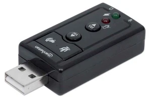 Adapter dźwięku Manhattan USB-A, USB-A do 3,5 mm Mic-in i wyjścia audio - Zdjęcie 1 z 8