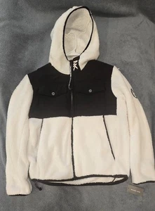 604 Michael Kors Faux Fur Full-Zip White & Black Teddy Assorted Pockets - Picture 1 of 12