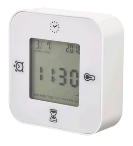 New IKEA KLOCKIS Clock/Thermometer/Alarm/Timer White 7x7 cm - Picture 1 of 5