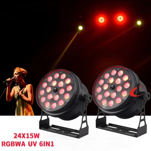 2 PIEZAS 18X15W RGBWAUV 6IN1 LED Par luz de escenario DMX DJ haz de lavado discoteca fiesta luz - Imagen 1 de 8