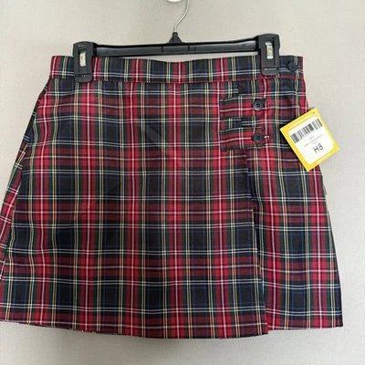 Saia curta xadrez Dennis uniforme Macbeth plus H8 meninas verde vermelho botão com zíper nova com etiquetas - Imagem 1 de 4