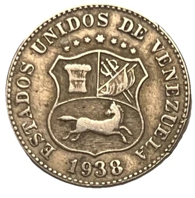 1938 Venezuela 5 Centimos Copper-Nickel Coin - Combined Shipping - Lot C63e - Image 1 of 2