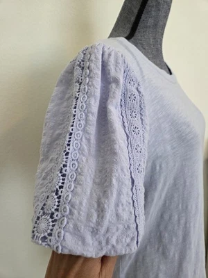 NEW 💜 Design History Lilac Purple Short Sleeve Baloon Blouse Shirt Top Medium Foto 1 de 4