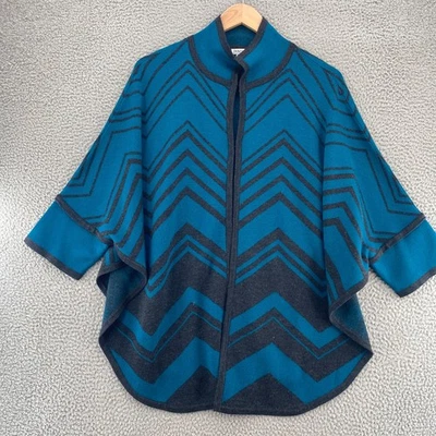 Pendleton Suéter Mujer Mediano Grande Verde Chevron Lana Tejido Abrigo Chal Poncho Foto 1 de 4