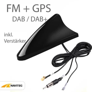 ✅ DAB+ Antenne Auto Dach Shark DAB+ FM + GPS Aktiv Antenne Verstärker 5m Kabel ✅ - Bild 1 von 6