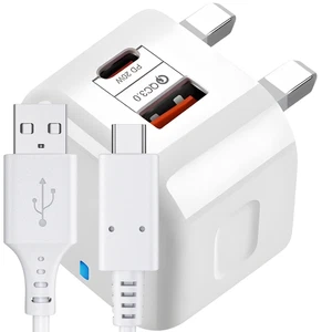 For  iPad 11th Gen 2025 A16 20W PD Fast Charger USB C Dual Port Plug & Cable - Picture 1 of 3