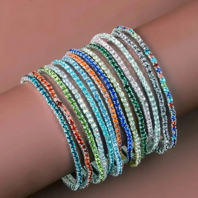 Pulsera elástica diaria de 5 piezas de diamantes de imitación de cristal para mujer boda joyería elástica Foto 1 de 4