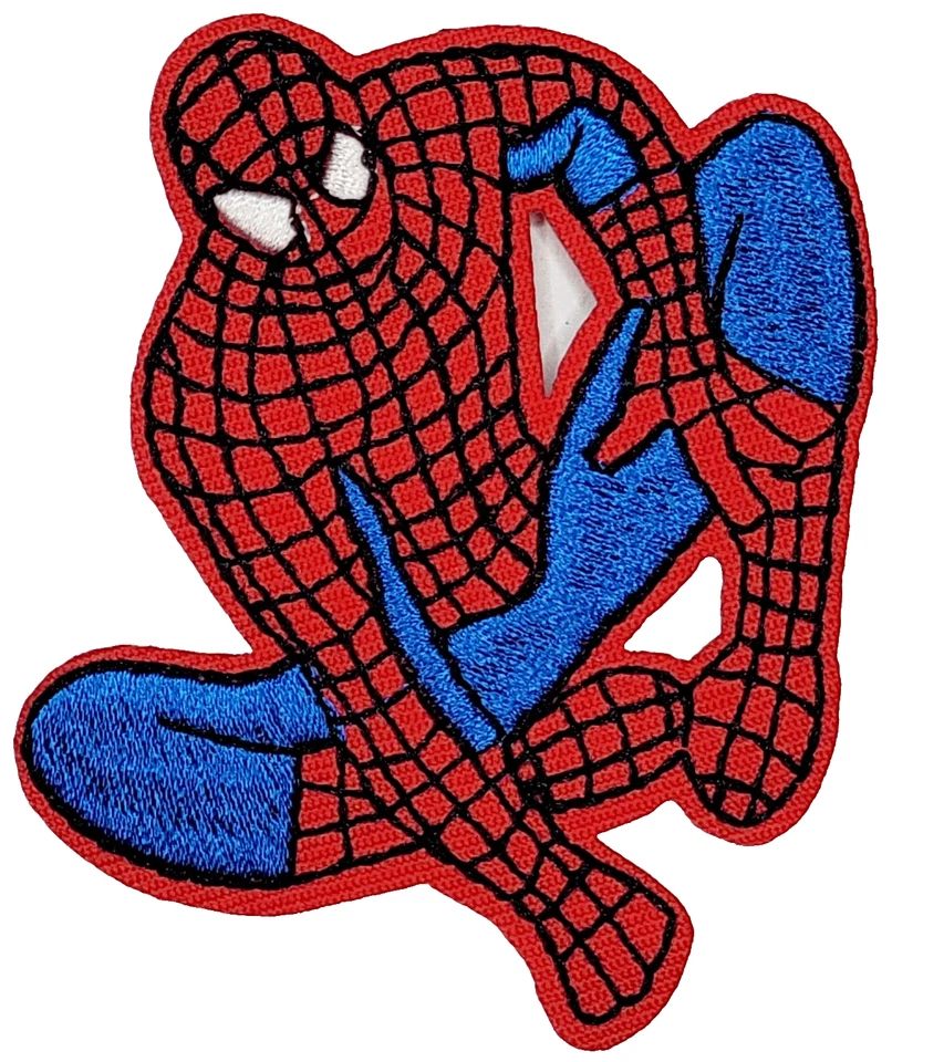 Spiderman 3D Patch 4.5" x 2" Iron On Sew On Embroidered RED BLACK WHITE S24 - Image 1 of 1