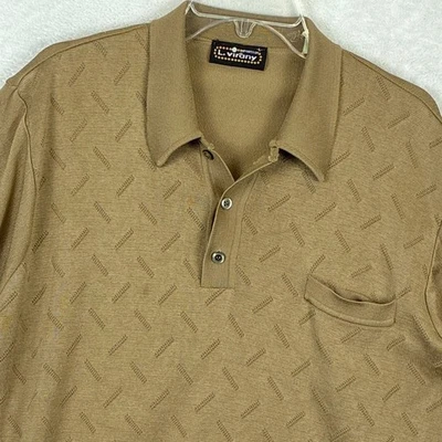 VTG 60s 70s L Virany Knit Polo Shirt Mens L Tan Preppy Lounge Sinatra Italian - Image 1 of 4
